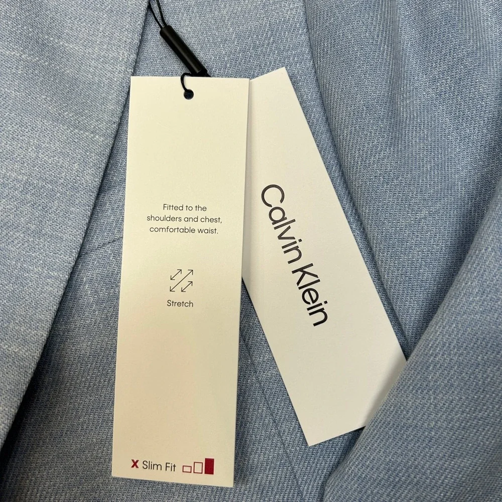 Calvin Klein Slim Fit Sport Coat Mens 38R 38‎ Light Blue Modern Fit Stretch $295